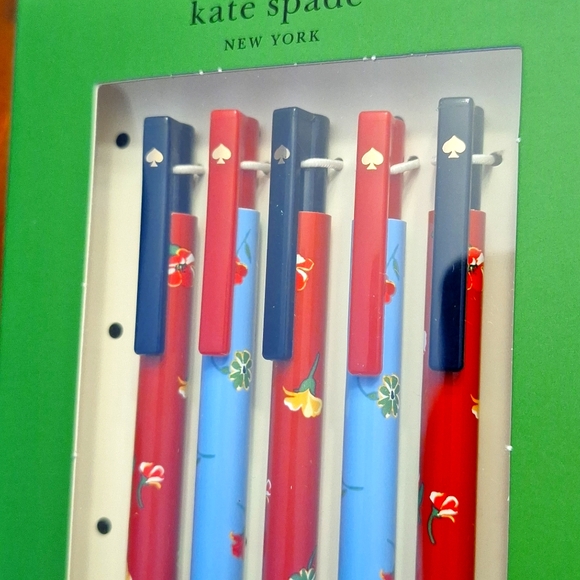 ♠️ Kate Spade Garden Toss set of 5 black ink pens. NEW! - Picture 2 of 7